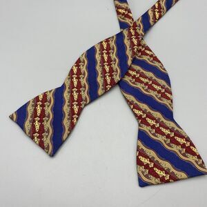 Men's Silk Bowtie The Art Of M.C.‎ Escher Beau Ties Of Vermont Fish Blue Red